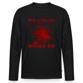 Nous embauchons à nouveau - Drôle de dicton d’Halloween - T-shirt manches longues Premium bio Homme - noir - Devant - Nico (187cm)