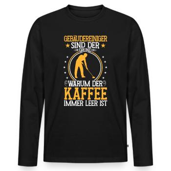 Building cleaners are the reason: window cleaners - Men's Premium Organic Long Sleeve Shirt - black - Front - Nico (187cm)