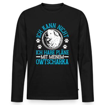 Plans d’Ovcharka avec Ovcharka du Caucase - T-shirt manches longues Premium bio Homme - noir - Devant - Nico (187cm)
