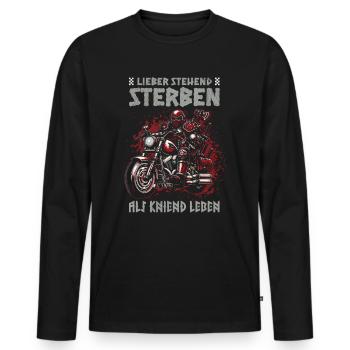 Biker Knight Design Better Die Standing - Men's Premium Organic Long Sleeve Shirt - black - Front - Nico (187cm)