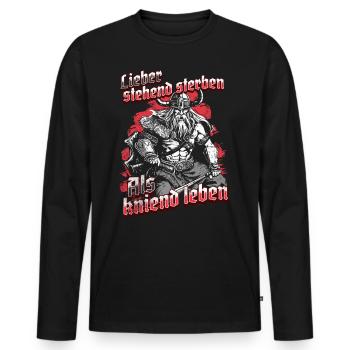 rViking Warrior Design Stehend Sterben Krieger - Männer Premium Bio Langarmshirt - Schwarz - Vorne - Nico (187cm)