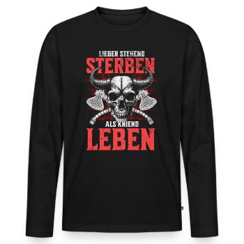 Nordic Skull Prefer Standing Die Tattoo Design - Men's Premium Organic Long Sleeve Shirt - black - Front - Nico (187cm)