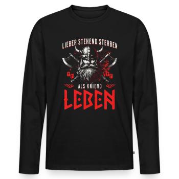 Viking Axe Warrior Prefer to Die Standing - Men's Premium Organic Long Sleeve Shirt - black - Front - Nico (187cm)