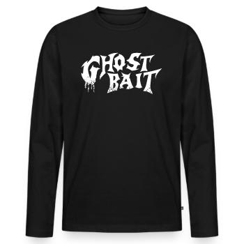 Appât fantôme Lettrage en détresse | Appât fantôme - T-shirt manches longues Premium bio Homme - noir - Devant - Nico (187cm)