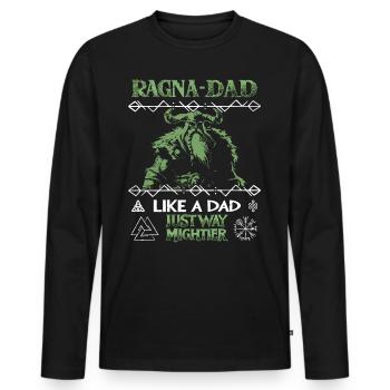 RAGNA-DAD Green Viking for Father's Day - Men's Premium Organic Long Sleeve Shirt - black - Front - Nico (187cm)