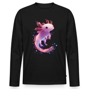 Mystischer Leuchtender Axolotl für Tierliebhaber - Männer Premium Bio Langarmshirt - Schwarz - Vorne - Nico (187cm)