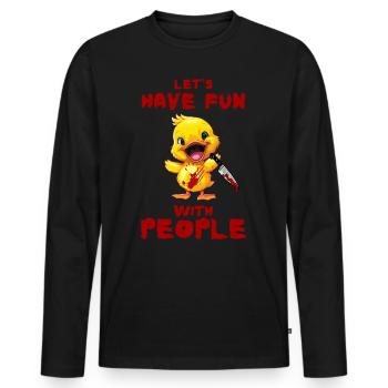Canard avec couteau - Look drôle effrayant d’Halloween - T-shirt manches longues Premium bio Homme - noir - Devant - Nico (187cm)