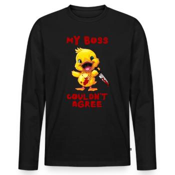 Duck with Knife My Agrees to Halloween - Men's Premium Organic Long Sleeve Shirt - black - Front - Nico (187cm)