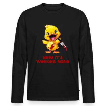 Duck with Knife - Jetzt Läuft Es Wieder Lustig - Männer Premium Bio Langarmshirt - Schwarz - Vorne - Nico (187cm)