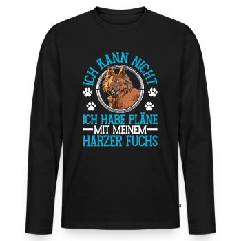 Harz Fox Plans with Old German Herding Dog - Men's Premium Organic Long Sleeve Shirt - black - Front - Nico (187cm)