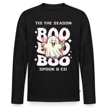 Halloween Geist - Männer Premium Bio Langarmshirt - Schwarz - Vorne - Nico (187cm)