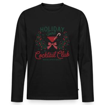 Holiday Spirit Cocktail Club - Feiertagsstimmung - Männer Premium Bio Langarmshirt - Schwarz - Vorne - Nico (187cm)
