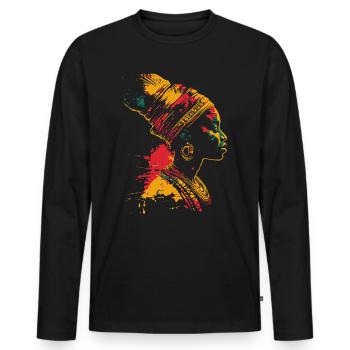 Profil coloré du Mois de l’histoire des Noirs - T-shirt manches longues Premium bio Homme - noir - Devant - Nico (187cm)