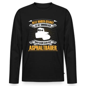 La construction d’asphalte est impossible Construction de routes - T-shirt manches longues Premium bio Homme - noir - Devant - Nico (187cm)