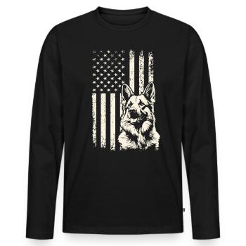 Veterans Day Deutscher Schäferhund USA Stolz - Männer Premium Bio Langarmshirt - Schwarz - Vorne - Nico (187cm)