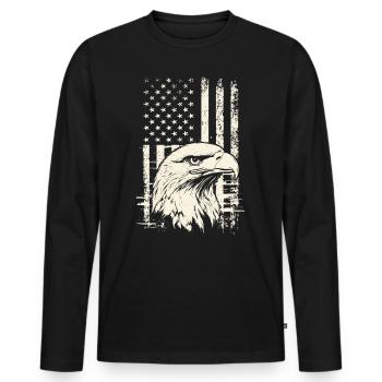 USA Patriot Weißkopfseeadler 4. Juli Veterans Day - Männer Premium Bio Langarmshirt - Schwarz - Vorne - Nico (187cm)
