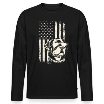 Rottweiler Patriotismus – 4. Juli und Veterans Day - Männer Premium Bio Langarmshirt - Schwarz - Vorne - Nico (187cm)