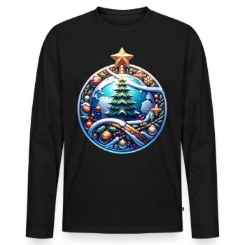 World Christmas Tree Poinsettia Christmas - Men's Premium Organic Long Sleeve Shirt - black - Front - Nico (187cm)