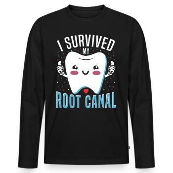 Dental Dental Care Root Canal Root Canal Treatment - Men's Premium Organic Long Sleeve Shirt - black - Front - Nico (187cm)