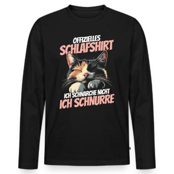 nieOffizielles Schlafshirt - Dreifarbiges Kätzchen - Männer Premium Bio Langarmshirt - Schwarz - Vorne - Nico (187cm)