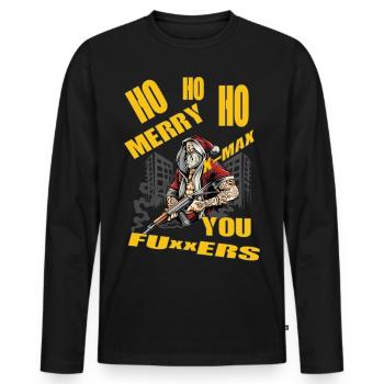Ho Ho Ho - Men's Premium Organic Long Sleeve Shirt - black - Front - Nico (187cm)