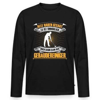 Building cleaner is impossible window cleaner - Men's Premium Organic Long Sleeve Shirt - black - Front - Nico (187cm)