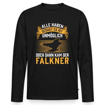 Dann kam der Falkner Beizjagd Falknerei - Männer Premium Bio Langarmshirt - Schwarz - Vorne - Nico (187cm)
