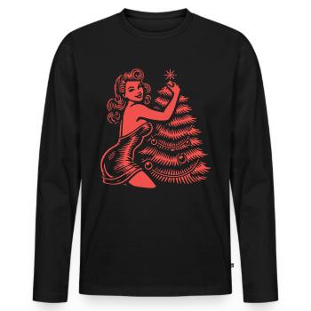 Christmas in retro vintage style - Men's Premium Organic Long Sleeve Shirt - black - Front - Nico (187cm)