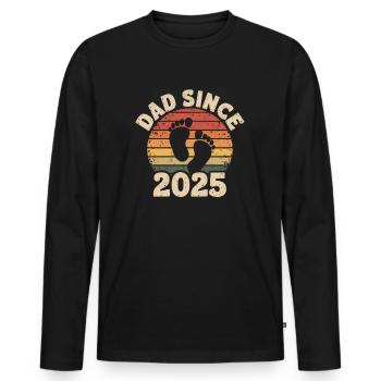 Papa depuis 2025 - T-shirt manches longues Premium bio Homme - noir - Devant - Nico (187cm)