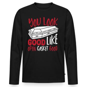 You look good like Open Casket Good - Men's Premium Organic Long Sleeve Shirt - black - Front - Nico (187cm)
