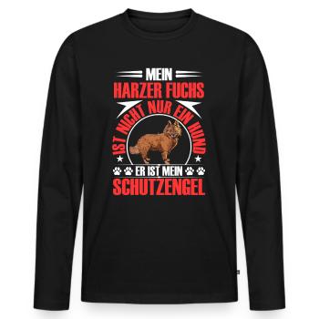 Harz Fox Protects Me Old German Herding Dog - Men's Premium Organic Long Sleeve Shirt - black - Front - Nico (187cm)