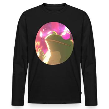 Cartoon frog smoking weed: Weed and croaking party - Men's Premium Organic Long Sleeve Shirt - black - Front - Nico (187cm)