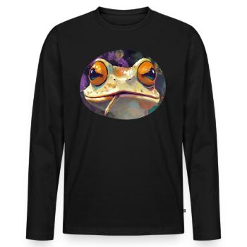 Stoned Frog Prince Fumer de l’herbe : Drôle de crapaud de cannabis - T-shirt manches longues Premium bio Homme - noir - Devant - Nico (187cm)