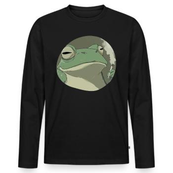 Stoner frog smokes: Funny cannabis croak - Men's Premium Organic Long Sleeve Shirt - black - Front - Nico (187cm)
