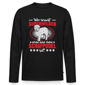 Sheep Poodle is my hero Old German Herding Dog - Men's Premium Organic Long Sleeve Shirt - black - Front - Nico (187cm)