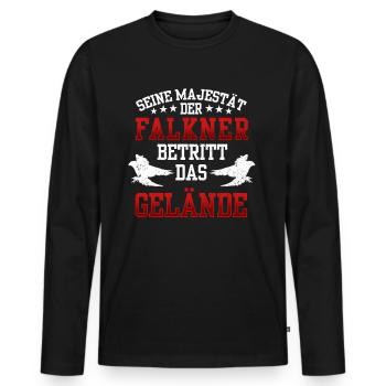 Falkner betritt das Gelände Beizjagd Falknerei - Männer Premium Bio Langarmshirt - Schwarz - Vorne - Nico (187cm)