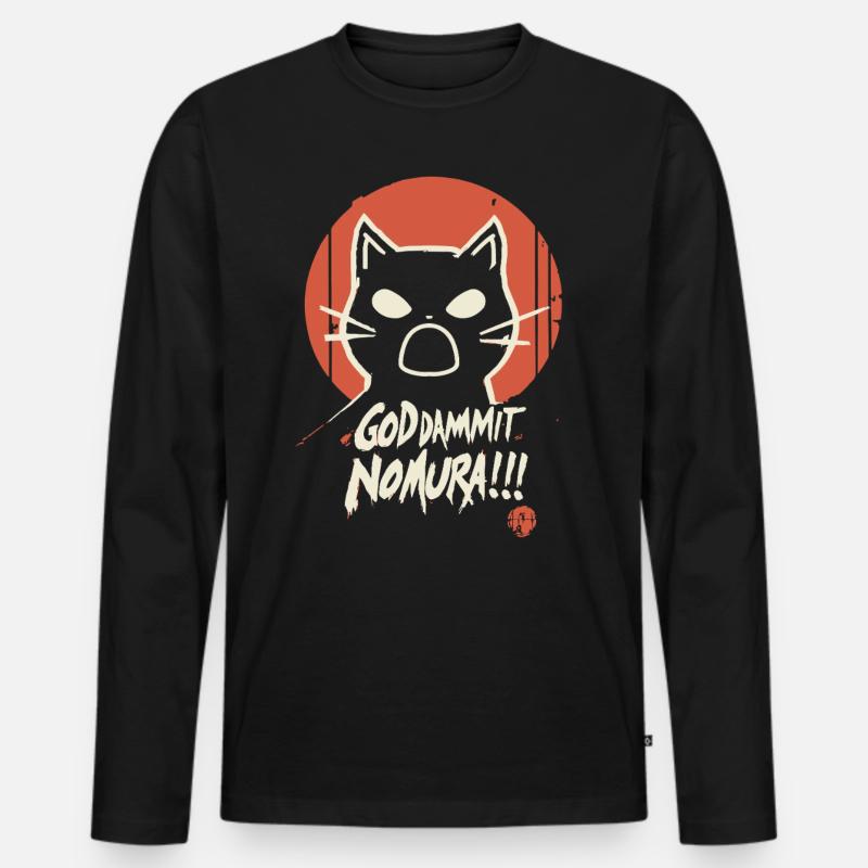 Goddammit Nomura – Katzen Design - Männer Premium Bio Langarmshirt - Schwarz