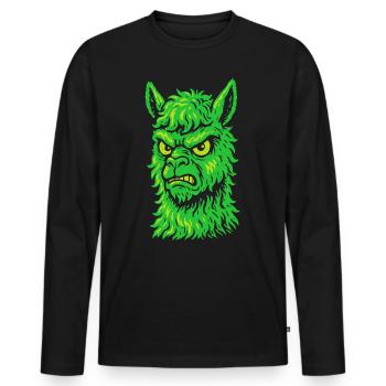 Wütendes Neon-Lama mit Killerblick - Männer Premium Bio Langarmshirt - Schwarz - Vorne - Nico (187cm)