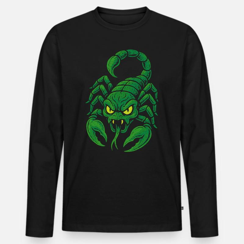 Giftgrüner Skorpion im Comicstil - Männer Premium Bio Langarmshirt - Schwarz