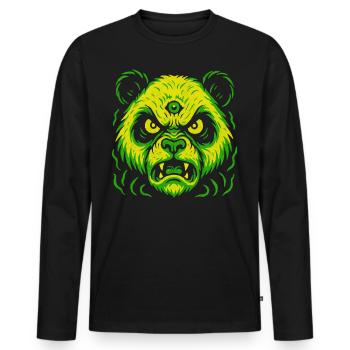 Dreiaugiger Neon-Panda mit Killerblick - Männer Premium Bio Langarmshirt - Schwarz - Vorne - Nico (187cm)