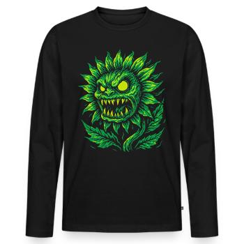 Dämonische Sonnenblume im Neonstil - Männer Premium Bio Langarmshirt - Schwarz - Vorne - Nico (187cm)