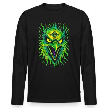 Psycho-Vogel mit drittem Auge Neon Adler - Männer Premium Bio Langarmshirt - Schwarz - Vorne - Nico (187cm)