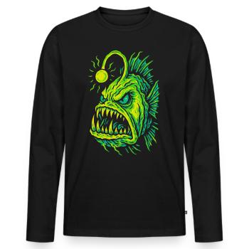 Leuchtender Tiefsee-Anglerfisch Wutstil - Männer Premium Bio Langarmshirt - Schwarz - Vorne - Nico (187cm)