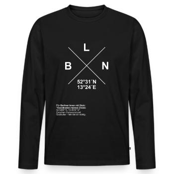 Berlin Coordinates – My Chaos, My Home - Men's Premium Organic Long Sleeve Shirt - black - Front - Nico (187cm)