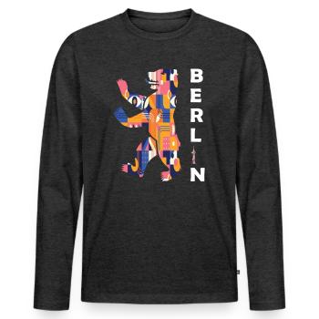Ours de Berlin - T-shirt manches longues Premium bio Homme - anthracite chiné - Devant - Nico (187cm)