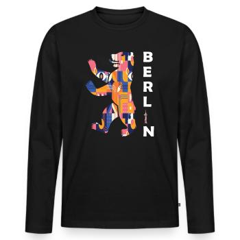 Ours de Berlin - T-shirt manches longues Premium bio Homme - noir - Devant - Nico (187cm)