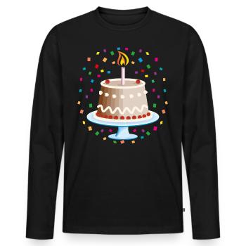 03 gâteau d’anniversaire gâteau anniversaire bougie - T-shirt manches longues Premium bio Homme - noir - Devant - Nico (187cm)