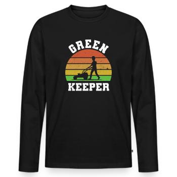 Greenkeeper Garten Rasen mähen vintage - Männer Premium Bio Langarmshirt - Schwarz - Vorne - Nico (187cm)