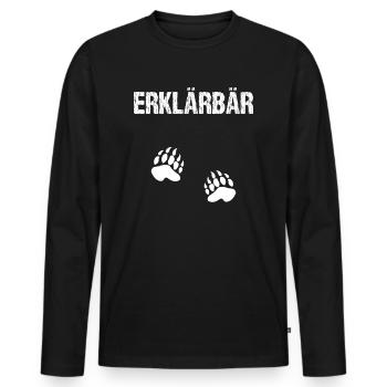Erklärbär Lehrer Referendar Geschenk - Männer Premium Bio Langarmshirt - Schwarz - Vorne - Nico (187cm)
