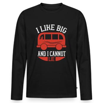 Chauffeur de bus autobus scolaire cadeau - T-shirt manches longues Premium bio Homme - noir - Devant - Nico (187cm)